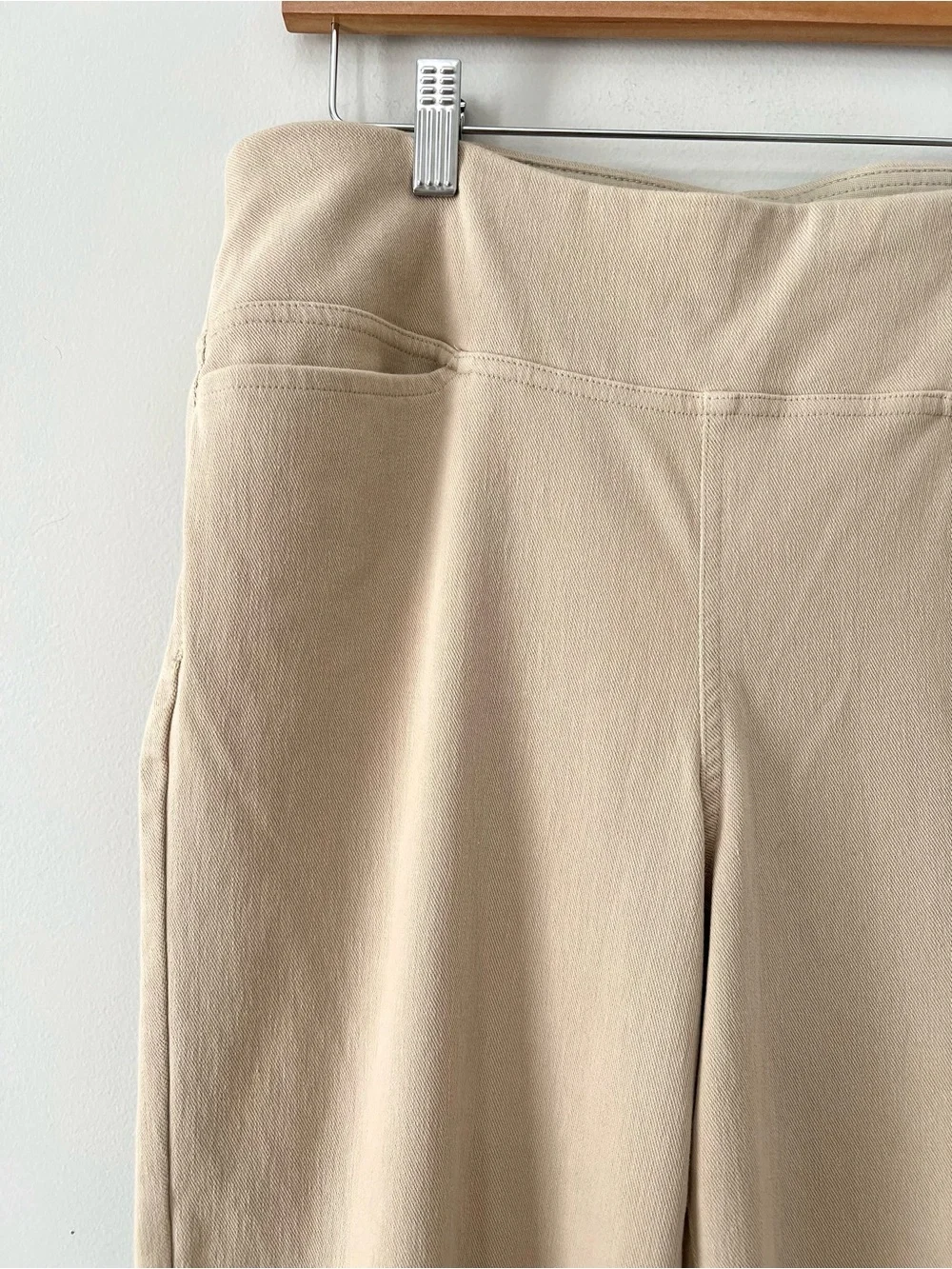 J.Jill Wearever Smooth-Fit Cropped Knit Pull On Jeans Pants Cashew Tan Size M
